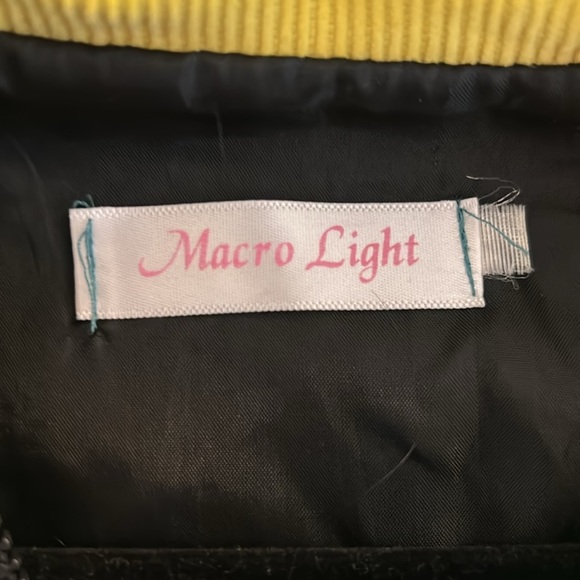 Macro Light 90's Y2K Corduroy Yellow Green Black Hoodie Jacket Size Medium - Picture 7 of 7